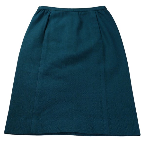 PENDLETON Vintage Virgin Woolen Mills Skirt Size 16 Herringbone Teal Side Pocket - Picture 2 of 8
